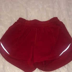 red lululemon shorts